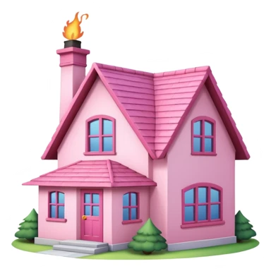 Pretty pink cartoon house sticker