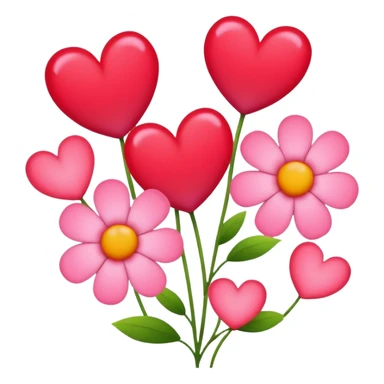 Flowers and hearts sticker