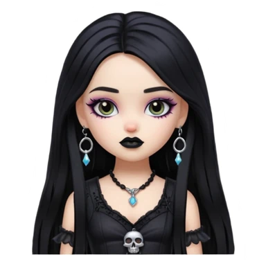 goth aesthetic, pretty bratz, accessoires,  black long hair sticker
