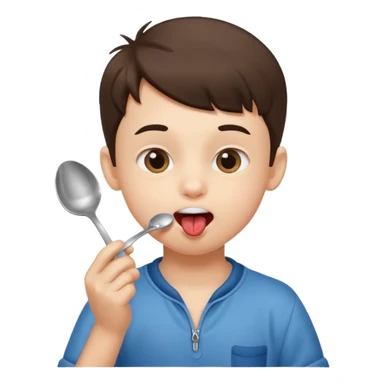 Sassy boy licking spoon sticker