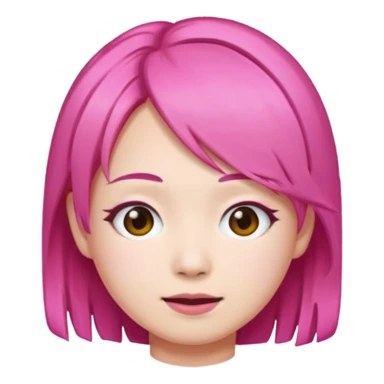 asian emoji face withpink hair  sticker