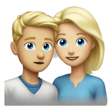 blonde blue eye boy looking at blond blue eyed mom sticker