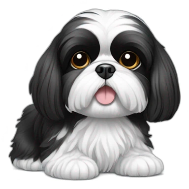 Black and white only shih tzu wearing shoes on paws sticker