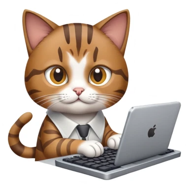 cat software developer with keyboard sticker