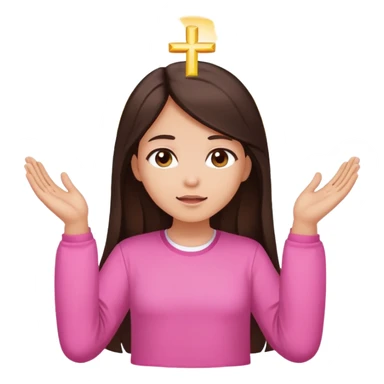 Girl long dark brown hair light medium skin worship God pink shirt sticker