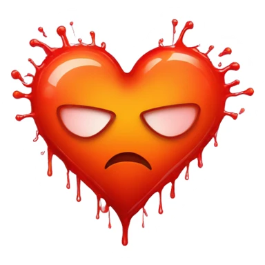 bleeding red heart glowing red-orange with splatter sticker
