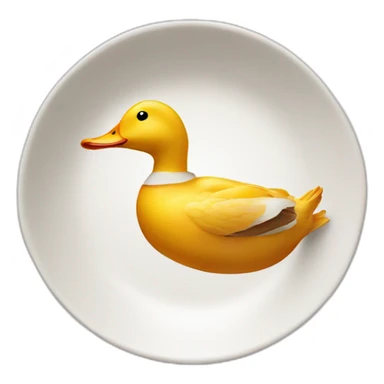 Cooked duck is flying on a dish sticker