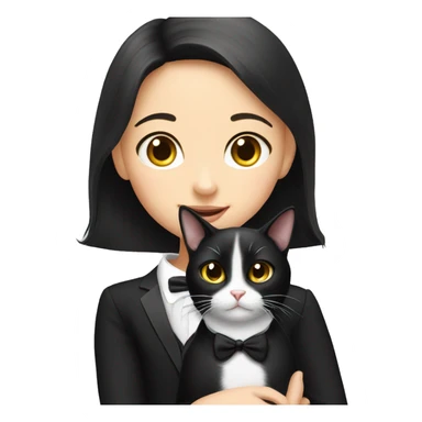 Tuxedo cat with girl sticker