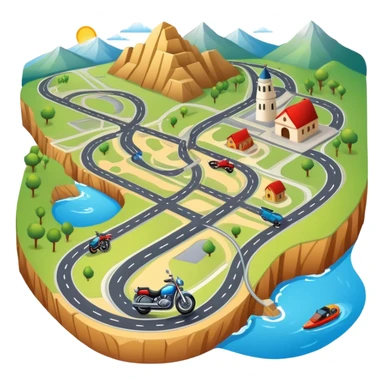 motorcycle route map with roads and landmarks sticker