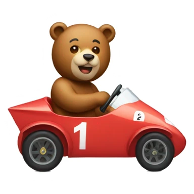 Please make an emoji of a bear driving a race car sticker