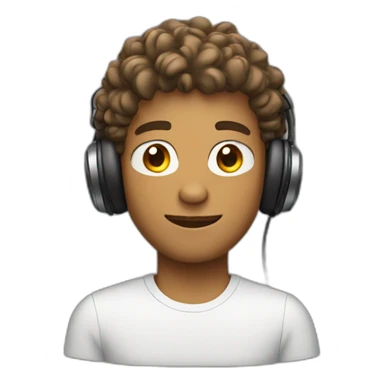 tan guy with semi curly hair and headphones sticker