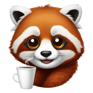 red panda qui fait une pause café sticker