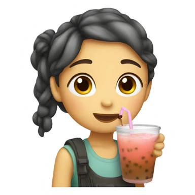 girl drinking boba sticker
