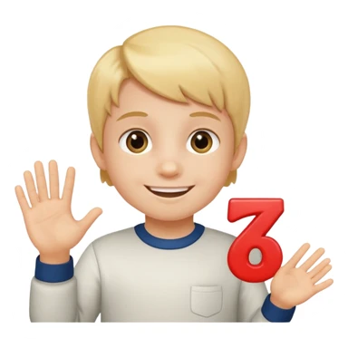 A Lil kid holding 6 7 sticker