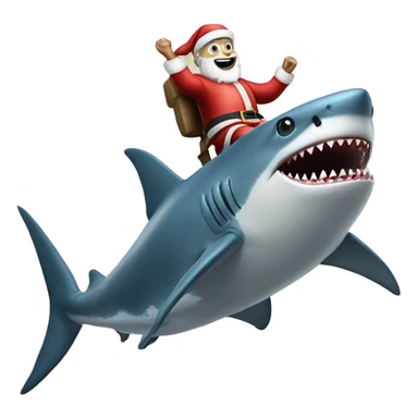 santa claus riding shark sticker