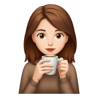 girl with brown hair is drinking coffee  sticker