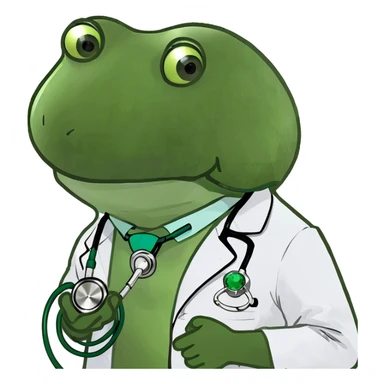 doctor bufo holding a green gem sticker