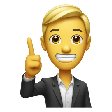 Emoji holding up pointer finger with straight face sticker