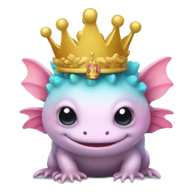 Rainbow axolotl with a crown sticker