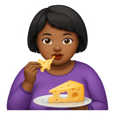 Fat black woman with short hair eating cheese. Shorter hair sticker