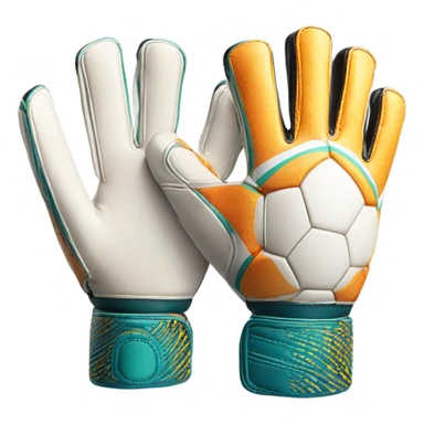 An emoji of a pair of goalkeeper gloves, slightly open, with a sporty design and padded palms, ready to catch a soccer ball sticker