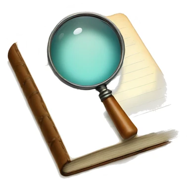 vintage notebook with magnifying glass sticker