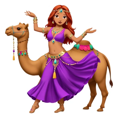 red hair purple dress belly dancer with camel sticker