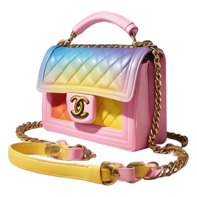 Cuba collection Chanel boy bag with Rainbow diagonal ombré with pastel pink, yellow and blue sticker