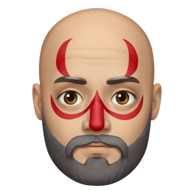 bald bearded man with face paint sticker