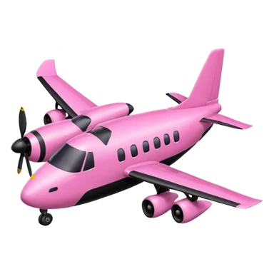 genera un aereo rosa e nero con le orecchie da cane nere e con i vetri che hanno dei riflessi rosa sticker
