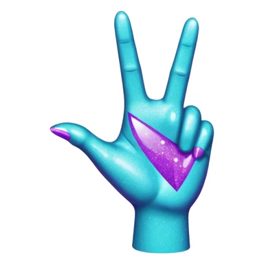 Glitter Roxo e Ciano Mão apontando para direita sticker