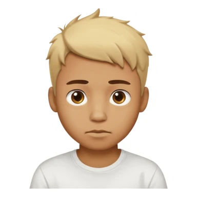 caramel skin colored Male with short buzz, messy blonde hair, large expressive golden-brown eyes, brown skin color, scar over nose, wearing a plain white t-shirt. sticker