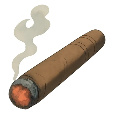 ghibli style lit cigar with soft shading and smoke sticker