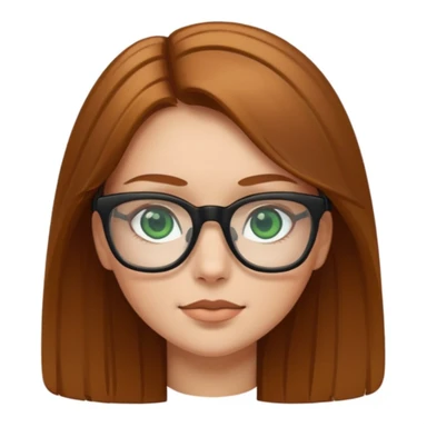 Caucasian girl with golden brown hair, green eyes, and black square glasses  sticker