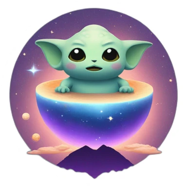 Grogu Cosmic méditation with planet sticker