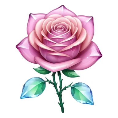 Sparkly glossy Pastel  glass crystal rose flower  sticker