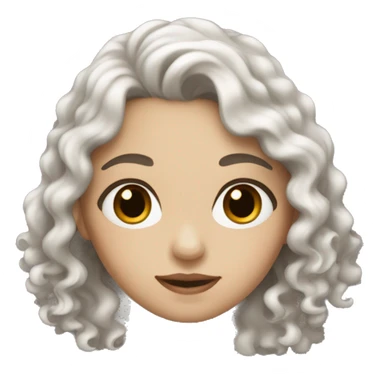 White skin girl with brown slight curly hair and black eyes  sticker