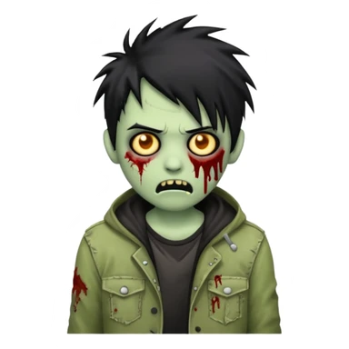 Zombie emoji with spike emo black hair  sticker