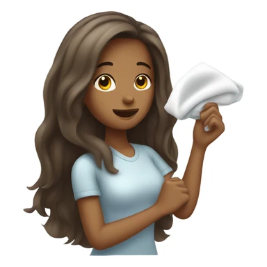 Long hair brown girl cleaning sticker