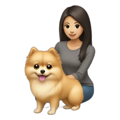 light-skinned-girl-petting-pomeranian sticker