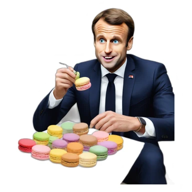 emmanuel macron eating macaron sticker