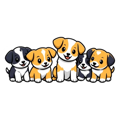 group of puppies playing sticker