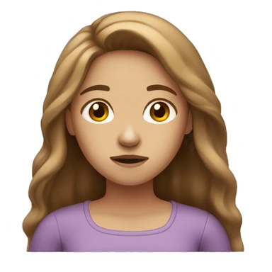 Make 2 emoji: 1. A light-skinned girl with long brown hair, looking stressed.
 sticker