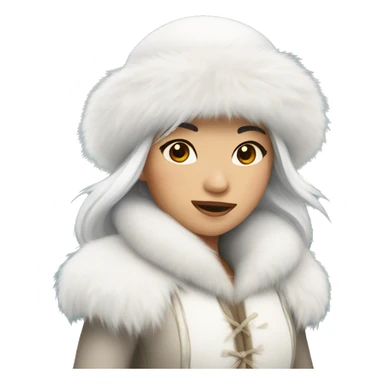 Asian snow princess with white fur hat  sticker