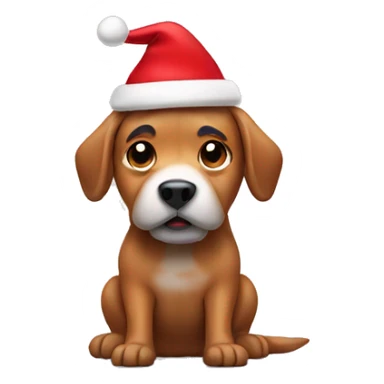 Dog pooping in Christmas hat  sticker