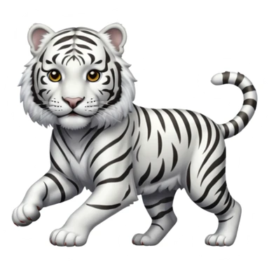 A white tiger pouncing at the screen with silver accsents  sticker