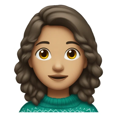 winter, christmas, hispanic, long brown hair, girl, brown eyes, child, full body, teal sweater sticker