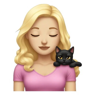 Blonde girl sleeping with black cat sticker
