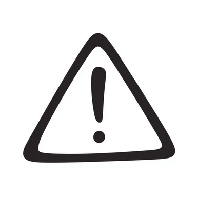A classic triangular warning sign with an exclamation mark inside. Bright yellow background with black border and black exclamation mark. Hand-drawn doodle style. sticker