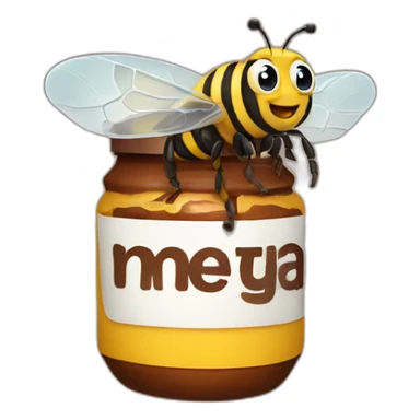 a bee with a nutella jar on his head sticker